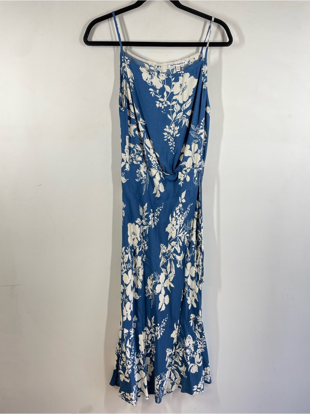Reformation Blue White Floral Midi Dress Size 6 Sleeveless Romantic Boho Chic